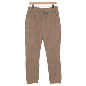 PACSUN Cargo Jogger Pants Men's Sz M Tan Slim Drawstring Cotton‎ Stretch Toggle